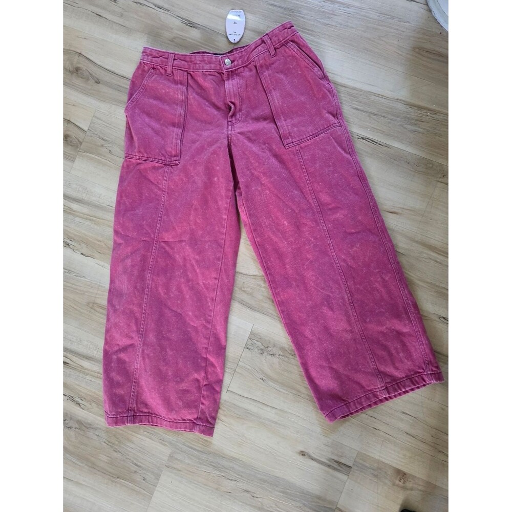 Purple Acid Wash Wide Leg Jeans Pants Scoop Mr Slouchy 12 NWT Womens